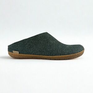 Glerups The Slip-On Mens 45 Forest Green Wool Felt Rubber Sole Nordic Shoe Clogs